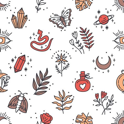 Premium Vector Seamless Pattern Of Mystical And Astrology Objects In