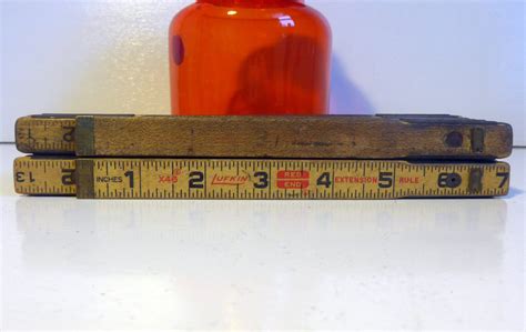 Vintage Wood And Metal Expandable Lufkin 72 Red End Extension Rule