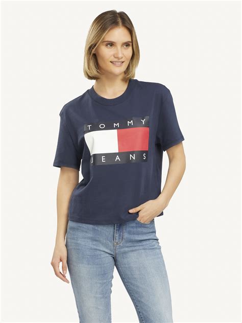 tommy flag cropped t shirt t shirts tommy hilfiger