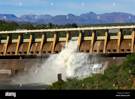 Clanwilliam Dam On The Olifants River With Open Flood Gates