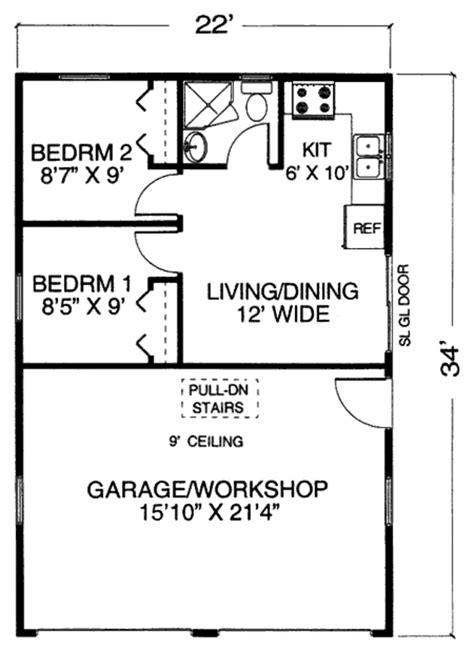 Apartment With Garage Floor Plan Travis One Car Apartment Garage Plan