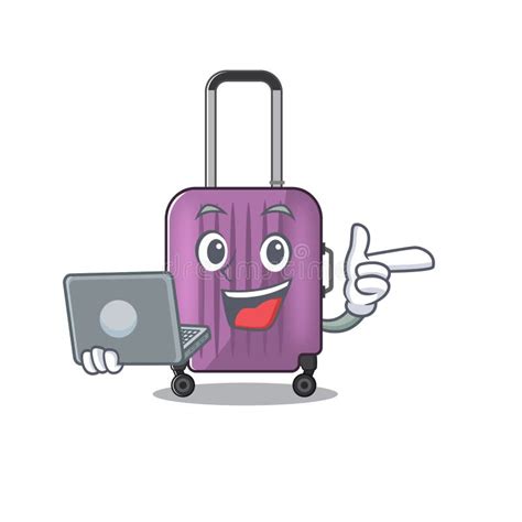 with bring laptop mascot cartoon style travel suitcase cute stock vector illustration of label