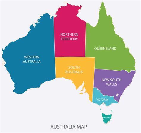 vector highly detailed political map of australia with regions and images