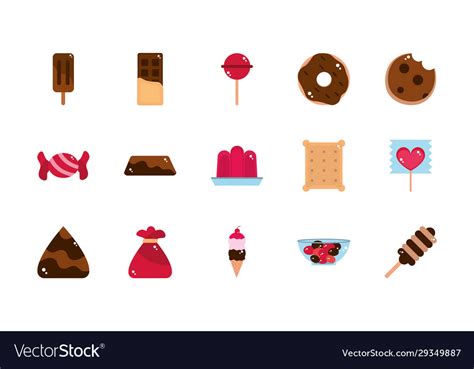 Sweet Confectionery Snack Food Candy Icons Vector Image
