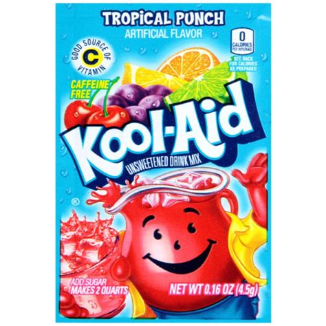 Kool Aid Unsweetened Tropical Punch 6g Single American Candy N