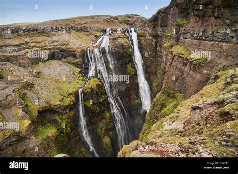 Beautiful Glymur Waterfall West Iceland Stock Photo Alamy