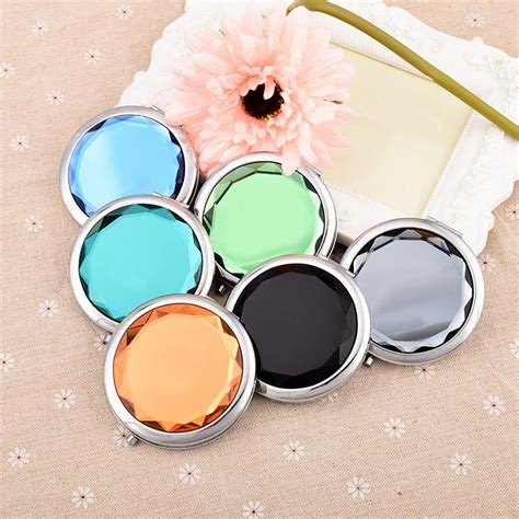 Portable Women Pocket Makeup Mirror Round Double Sided Folding Compact