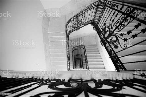 Black And White Spiral Staircase Stock Photo Download Image Now Art