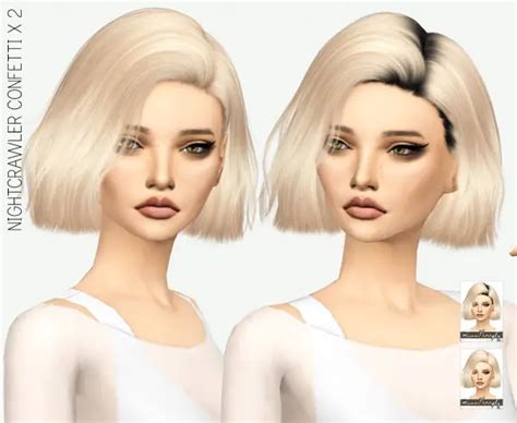 Sims 4 Hairs Miss Paraply Nightcrawler`s Confetti Hair Retextured