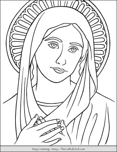 May Crowning Coloring Page Mary The Catholic Kid Catholic Coloring