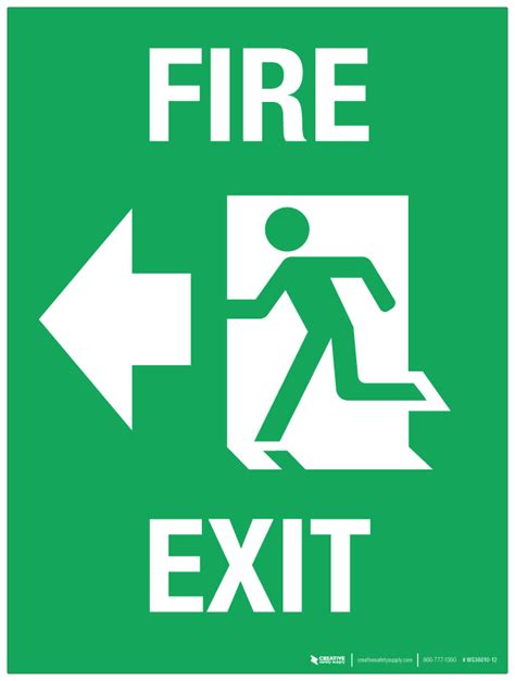 Fire Exit Arrow Left Wall Sign Phs Safety