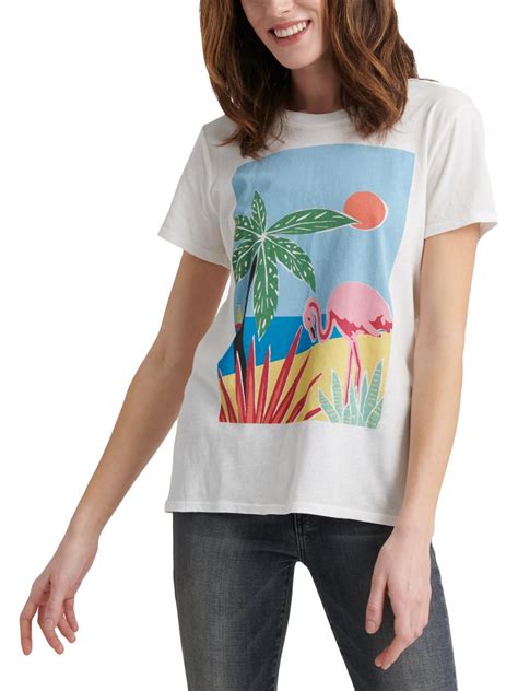 Lucky Brand Lucky Brand Womens Tropical Crew Neck Printed Graphic T Shirt Walmart Com