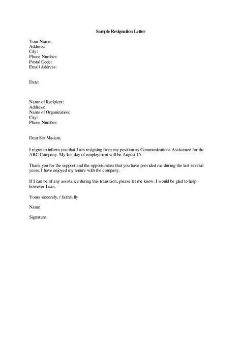 Resignation Letter Template Resignation Letter Gambaran