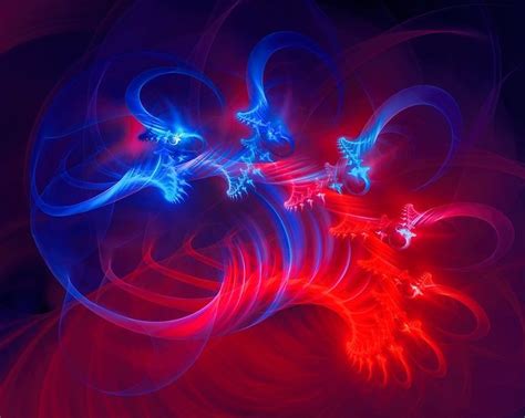 Red And Blue Luminous Shell Abstract Art By Marfffa Art Buy This