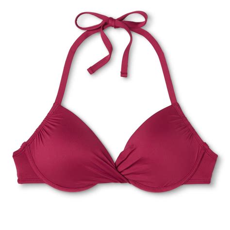 Women S Push Up Underwire Halter Bikini Top Deep Red XS Mossimo