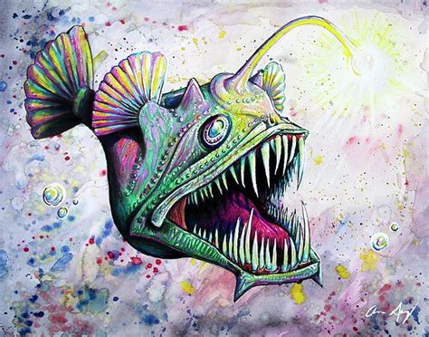 Angler Fish By Aaron Spong Fish Drawings Angler Fish Art Watercolor