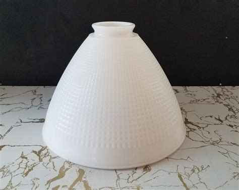 Vintage Waffle Pattern Milk Glass Replacement Shade 2 25 Inch Fitter