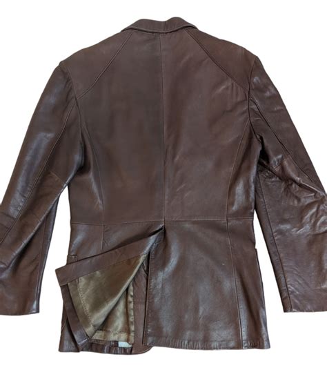 Vtg Silton Mens Brown Leather 2 Button Coat Blazer Sport Jacket Sz 40