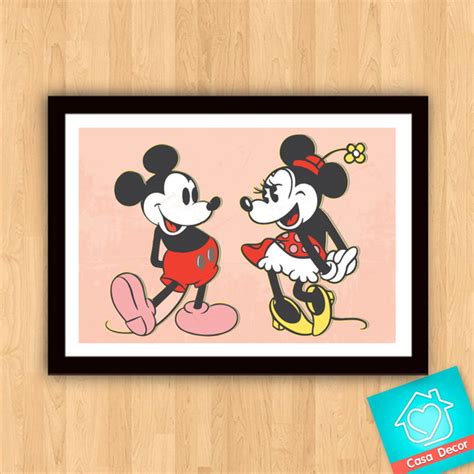Quadro Poster Com Moldura Minnie E Mickey Retrô Vintage No Elo7 Casa