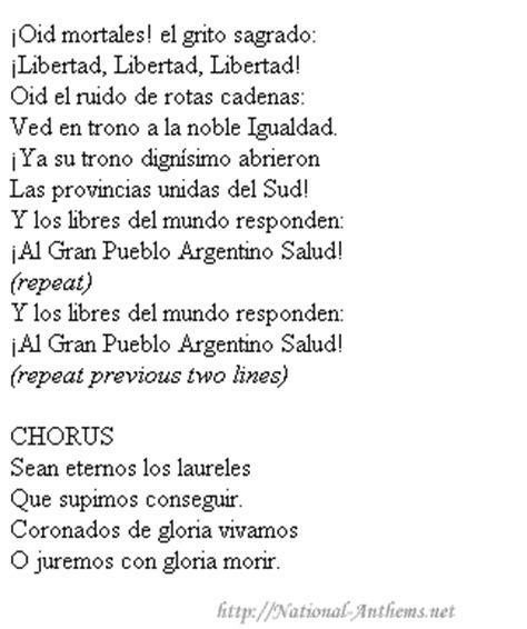 Himno Nacional Argentino Completo Letra