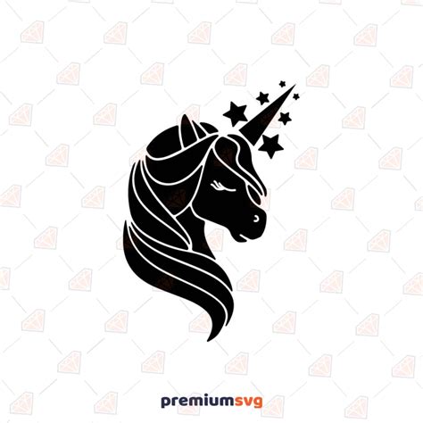 Black Unicorn Head Svg Unicorn Svg Vector Instant Download Premiumsvg