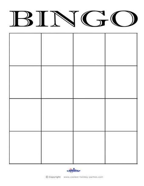 4x4 Blank Bingo Card Template Bingo Cards Printable Printable Bingo