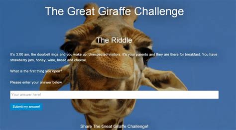 Giraffe Challenge Riddle Answer Andrew Strugnell To Make More