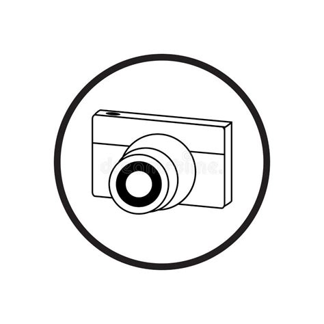 Vector Illustration Of Thin Line Icons For Black Digital Camera In