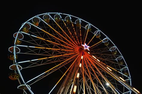 Hd Wallpaper Ferris Wheel Night Neon Lights Amusement Park Ride