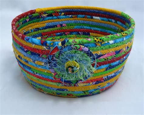 Basket Bright Colors Coiled Rope Clothesline