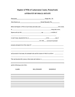 Printable Small Estate Affidavit Sample Forms And Templates Fillable Samples In Pdf Word
