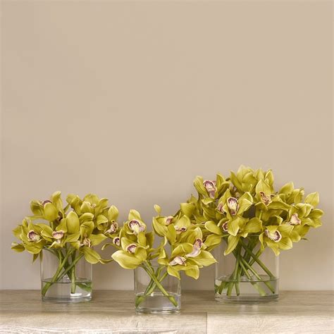 Real Touch Green Silk Cymbidium Orchid Flower Arrangement In Etsy