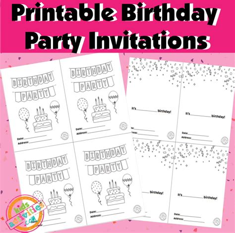 Printable Kids Birthday Party Invitations Free