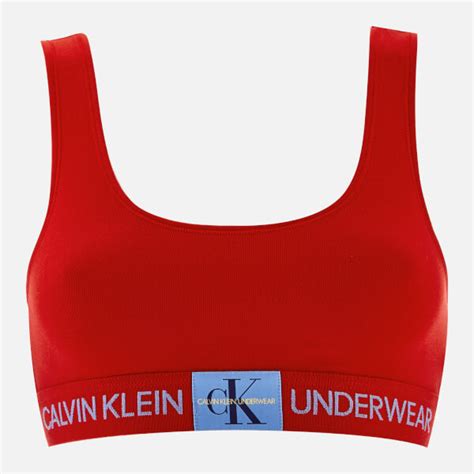 Calvin Klein Womens Monogram Bralette Red Free Uk Delivery Over £50