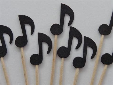 Black Music Note Party Picks Cupcake Toppers Food Picks Etsy Music