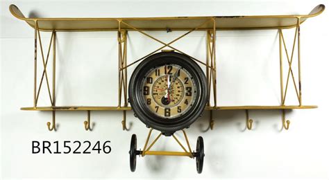 Creative Wrought Iron Home Decoration Antique Aircraft Shape Wall Clock