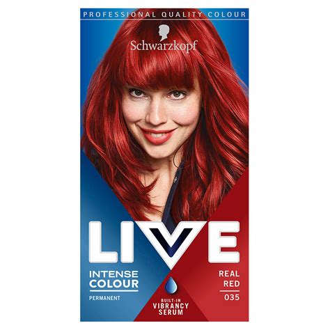 Schwarzkopf Live Intense Colour Red Hair Dye Real Red 035 Permanent Womens Toiletries