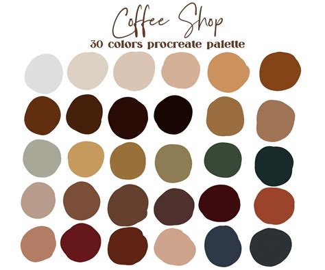 Coffee Shop Procreate Color Palette Ipad Procreate Swatches Instant