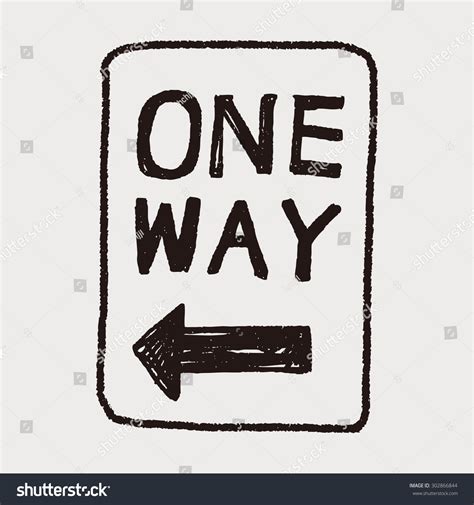 One Way Sign Doodle Stock Vector Illustration 302866844 Shutterstock