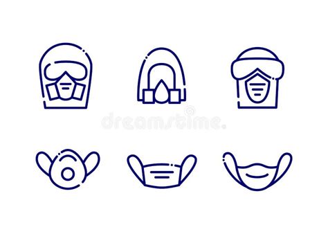 Set Of Vector Individual Protection Mask Icons Stock Vector