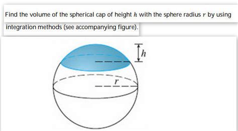 Answered Find The Volume Of The Spherical Cap Of Bartleby