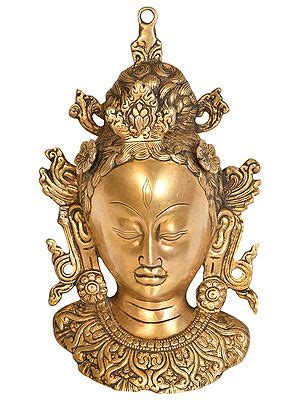 12 Tibetan Buddhist Goddess Tara Mask Wall Hanging In Brass