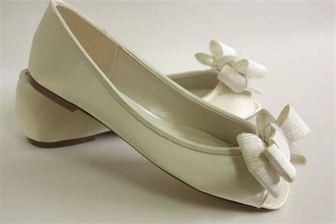 Ivory Wedding Shoes Flats Large Bows Choose From 100 Colors