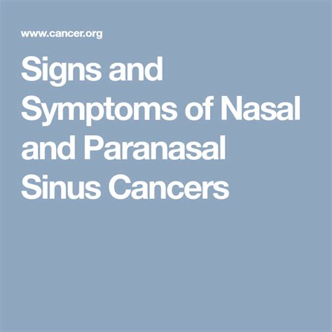 Nasal Cancer Symptoms And Signs