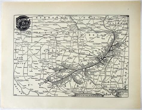Original 1929 Cotton Belt Route Railroad System Map