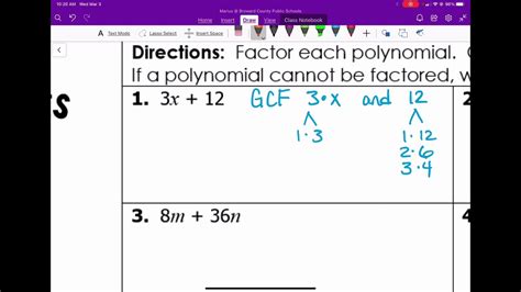 Polynomials Factoring Greatest Common Factor Gcf Youtube
