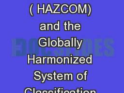 Hazard Communication Hazcom And The Globally Harmonized System Of