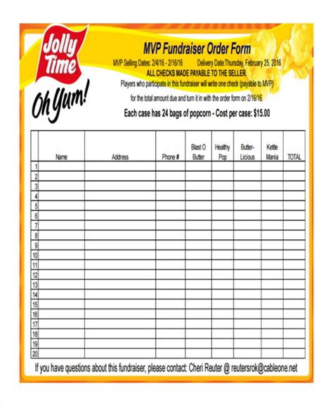 8 Fundraiser Order Forms Free Sample Example Format Download