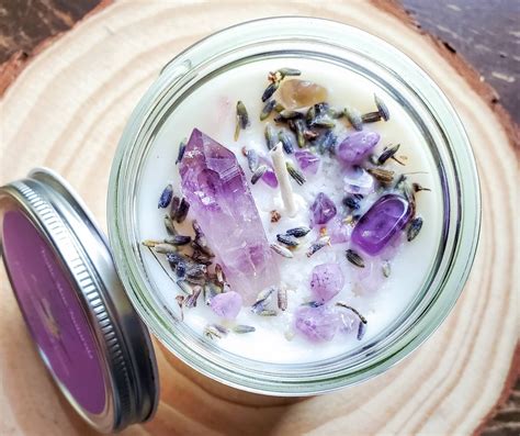 Lavender Vanilla Candle Crystal And Herb Candles Etsy