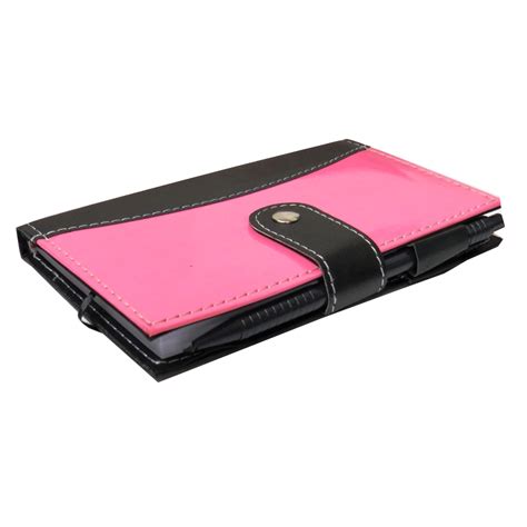 Slim Faux Leather Pocket Notebook With Pen Pink Paper Things
